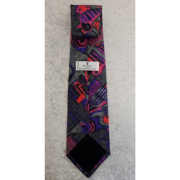 Valentino Pietro Mens Tie Pure Silk- Multicolor Design - Picture 2 of 5